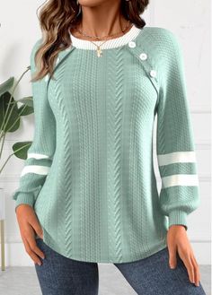 Color:Green;Size:S;Size:L;Size:XL;Size:XXL;Package Contents:1 X Sweatshirt;Occasion:Other;Style:Casual; Sweatshirt Makeovers, Elegant Dresses Plus Size, Geometric Clothing, Plus Size Tops For Women, Pretty Sweaters, Swimwear Suits, Trendy Tops For Women, Green Sweatshirt, Stylish Sweaters