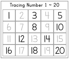 a number 1 to 20 worksheet with numbers