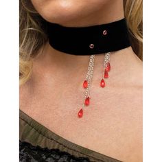 FUN WORLD Costume Accessories Vampiress Chocker Casual Vampire, Red Goth, Vampire Halloween Costume, Vampire Costumes, Blood Drop, Goth Accessories, Gothic Vampire, Vampire Costume, Costume Necklaces