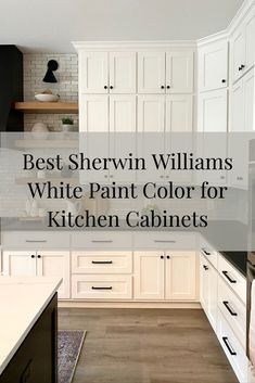 best sherwin williams white paint color for kitchen cabinets Paint Color For Kitchen Cabinets, Paint Color For Kitchen, Best Sherwin Williams White, Sherwin Williams White Paint, Color For Kitchen Cabinets, Kitchen Cabinet Color Schemes, Off White Kitchen Cabinets