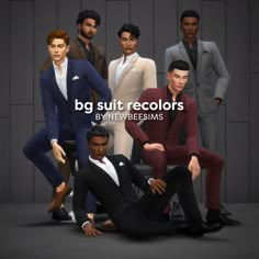 a group of men in suits and ties posing for a photo with the caption big suit recolors by newbeesims