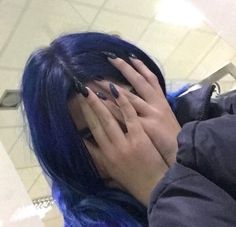 Blue Hair, A Woman, Nail Polish, Tumblr, Nails, Hair, Blue, Black