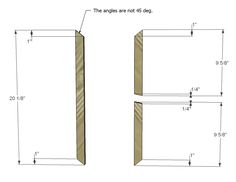 the angles are not shown for each side of the door, which is also labeled