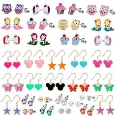 33 Pairs Hypoallergenice Earrings For Girls Earrings For Kids Earrings Set Star Earrings Cubic Zirconia Stud Earrings For Women Pack Cute Earrings For Teen Girls Butterfly Earrings For Kids 33 Pairs Of Cute Earrings In All, Versatile Styles And Colors Give You More Options For Different Outfits. Such As Pink Cz Earring, Mermaid Earrings , Unicorn Earrings, Owl Earrings, Star Dangle Earrings, Heart Earring For Girls, Faux Pearl Earrings Ect. Earrings Set Are Individual For Your Little Girl Hypoal Teen Girl Jewelry, Earrings For Kids, Unicorn Earrings, Cute Stud Earrings, Earring Kit, Bff Necklaces, Earrings For Girls, Mermaid Earrings, Birthday Toys