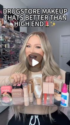 KELLY STRACK on Instagram: "Drugstore Makeup That’s Better Than High End ✨💄  @nyxcosmetics buttermelt brushes and bronzers  @lorealparis brow lamination brow gel  @nyxcosmetics face glue primer  @elfcosmetics o face satin lipsticks  @colourpopcosmetics bronze stix code kelly for 10% off  @elfcosmetics soft glam foundation  #makeup #beauty #makeuptutorial #makeupvideos #beautyvideos #makeupreels #beautyreels #makeuphacks #affordablemakeup #drugstoremakeup #bestmakeup" Elf Putty Bronzer, Drugstore Lipstick, Makeup Over 50, Full Coverage Foundation, Satin Lipstick, Brow Lamination, Foundation Makeup