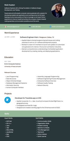 entry-level software engineer resume example Software Developer Resume, Software Engineer Resume, Engineer Resume, Engineering Jobs, Software Engineer, Resume Template, Software Development