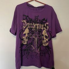 Purple Tee W Graphic Print New Never Worn W Tags Xl Purple Tees, Purple Tee, Purple Shirt, Black And Purple, Color Purple, Graphic Prints, Dream Closet, Top Brands, Tops & Tees