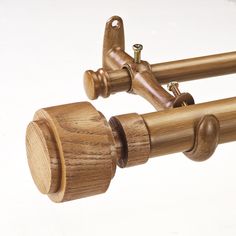 a pair of wooden telescopes sitting next to each other