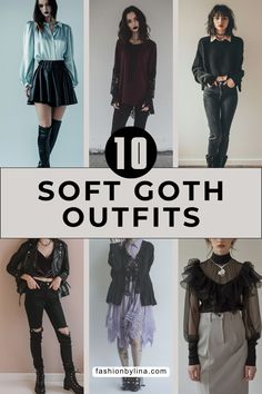 Soft Summer Dark Academia, Casual Soft Goth Outfits, Corporate Goth Capsule Wardrobe, Grown Up Goth Fashion, How To Dress Emo, Soft Goth Outfits Summer, Goth Inspo Outfits, Soft Goth Style, Light Goth Outfits