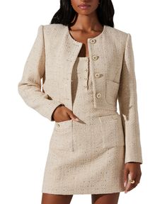 out of stock Cropped Jackets For Women, Black Tie Bridesmaids, Cropped Jackets, Corporate Dress, Gold Jacket, Astr The Label, Tweed Dress, Black Bodycon Dress, Sleeve Jacket