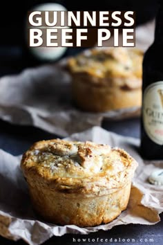 guinness and beef pies with beer in the background