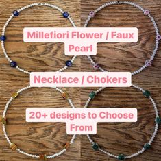 Handmade Millefiori Flower & Faux Pearl Beaded Necklace / Chokers Made by me! 23 designs to choose from! Message me how long in inches you want it to be  Looks like the éliou necklaces Harry Styles wears Harry Styles wears his necklaces at 16 inches but you can pick your size! Harry's House Floral Fine Line  Harry Styles Love On Tour Floral Fine Line, Mermaid Float, Nebula Necklace, Purple Nebula, Fine Line Harry Styles, Pearl Necklace Choker, Harry's House, Pearl Beaded Necklace, Long Pearl Necklaces