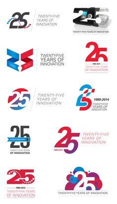 several different types of logos and numbers on a white background with the words twenty five years innovation