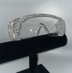 Eye Goggles | Swirl Silver Rhinestone Bling | Sturdy Eye Shield | Fashion Eyewear | Graduation Gift | Women's Eyeglasses by DesignsByJMoB on Etsy Girly Activities, Rhinestone Glasses, Liquid Splash, Spirit Week Outfits, Best Graduation Gifts, Eye Damage, Rhinestone Cups, Stylish Eyeglasses, Dust Particles