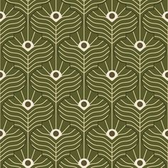 a green and white wallpaper with an intricate design