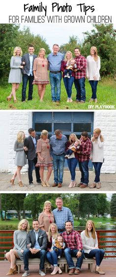 the family is posing for pictures with their children