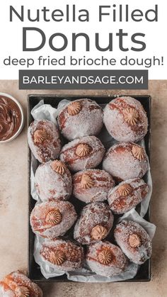 nutella filled donuts with chocolate frosting in a box