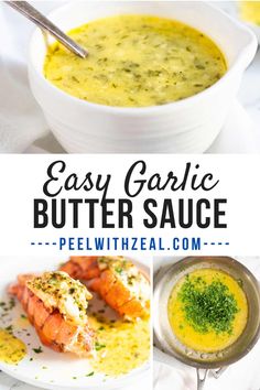 easy garlic butter sauce in a white bowl