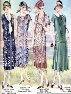 Pictorial Review Patterns, 1925, via Flickr. Jazz Era Fashion, Vogue Covers, Flapper Style, 1920s Dress