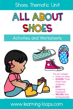 Study about shoes through these shoe themed activities and worksheets for primary grades. These shoe theme activites and worksheets will spice up your unit. shoe theme unit, shoe theme activities, shoe theme worksheets, shoe theme writing prompts, shoe theme reading strategies, shoe theme math activities, all about shoes. Shoes Worksheet, Theme Writing, Math Expressions, Elementary Curriculum, Procedural Writing, Reading Themes, Theme Activities, Homeschool Elementary, Teacher Desk