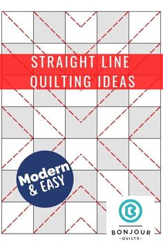 the book cover for straight line quilting ideas modern and easy by bonjou