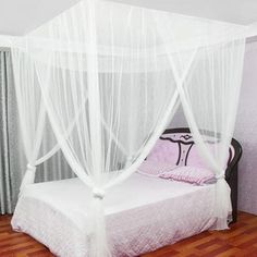 The 4 corner post bed canopy is made of polyester material, soft and light, features many small holes to allow air to flow through for a more comfortable sleep and to ward off annoying organisms, also act as a natural mosquito net to allow you to fall asleep in a peaceful and relaxing night. Specification: Brand: Sruiluo Style: Modern Color: White Material: Polyester Size: 83" x 75" x 95" Package Content: 1Pcs Large Mosquito Net Washing Care: Machine Wash in cold water, gentle cycle, do not blea Mosquito Net Bed, Bed Net, Post Bed, Canopy Bedroom, Canopy Curtains, Double Bed Size, Backyard Canopy, White Canopy, Elegant Bedding