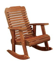 a wooden rocking chair on a white background