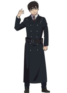 an anime character in a trench coat and tie