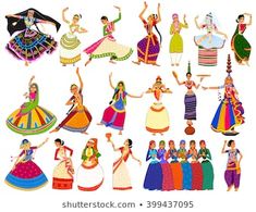 a large group of women in colorful dresses are dancing and posing for the camera with their arms spread out