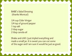 a recipe for baby's salad dressing