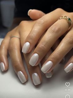 Ivory Nails, White Nail Ideas, White Chrome Nails, Chrome Nails Designs, Braut Make-up, Cute Gel Nails