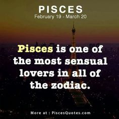 the eiffel tower in paris at night with text saying pisces is one of the most unusual lovers in all of the zodiacs