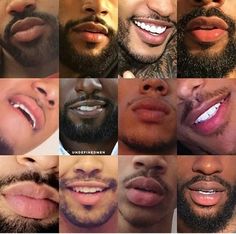 many different pictures of men with beards and mustaches on their faces, all showing the same amount of teeth