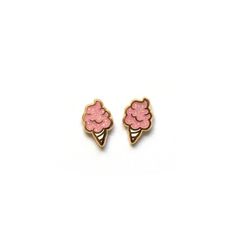 "These cotton candy earrings are too sweet! This pair of hard enamel earrings are petite and classy enough for work, while still keeping things fun! Details: - 0.5\" tall each - Hard enamel - Polished 22k gold plated metal - Stainless Steel Posts - Ships as a pair on card - Packaged inside a protective cello sleeve Since our stainless steel posts are made by a third party, we can not guarantee that our earrings are 100% nickel-free. If you are aware of a severe nickel allergy, these novelty earr Sweet Drop Earrings As A Gift, Sweet Drop Earrings For Gift, Trendy Pink Enamel Earrings, Sweet Pink Earrings As Gift, Pink Enamel Jewelry For Birthday, Trendy Enamel Nickel-free Earrings, Trendy Hypoallergenic Enamel Earrings, Trendy Nickel-free Enamel Earrings, Sweet Pink Nickel-free Earrings