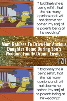 the simpsons family is talking to each other about their wedding day, and it's funny