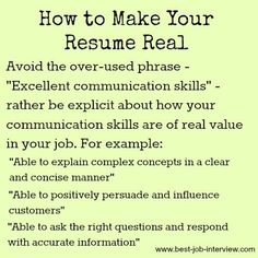 a green poster with the words how to make your resume real