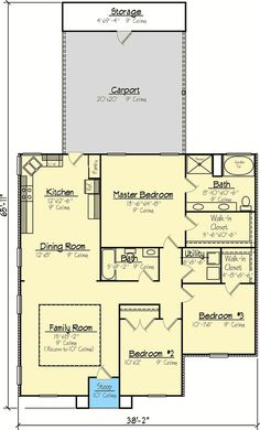 the floor plan for a house with an attached garage