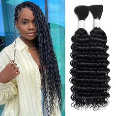 PRICES MAY VARY. Length and weight :The length braiding human hair is from 16’’ to 28’’, and the weight is 100g per pack. One pack has 2 bundle braids. If you like full head braids, we recommend you purchase 2-3 packs. Hair Quality:Bulk Human Hair for Micro Braiding Hair is made with 100% Raw and Unprocessed Human Hair, All the cuticles intact and aligned in the same direction. Hair Material:The human hair for braiding is made of 100% unprocessed 10A Brazilian virgin human hair, Natural and heal Human Hair Braiding Hair, Head Braid, 2 Braids, Black Hair Dye, Bohemian Braids, Brazilian Hair Weave, Micro Braids, Deep Wave Hairstyles, Hair Braiding