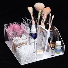 PRICES MAY VARY. ❤️❤️【Premium Material】-- Made of high quality acrylic material, which is dustproof, waterproof, sturdy & durable to use and not easy to break. The clear design makes it easy to see what you have stored. ❤️❤️【Large Capacity】-- The size of this Acrylic Cosmetic Organizer Storage is approx. 22 x 22 x 10 cm/ 8.7 x 8.7 x 3.9 inch. Large capacity, compartmentalized storage, more convenient to store and organize your eyelashes tools or other makeup beauty tools, making your table tidy Eyelash Decor, Beauty Organizer, Clear Makeup Organizer, Crystal Jewelry Box, Eyelash Salon, Clear Makeup, Eyelash Extension Supplies, Eyelash Tools, Beauty Organization