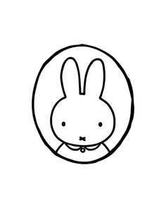 a black and white drawing of a rabbit in a circle