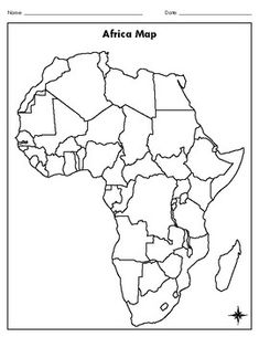 the africa map is shown in black and white, with an outline for each country