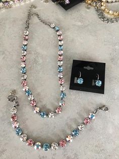 This is the perfect set for spring. These pieces contain aquamarine; light rose pink; crystal and Aurora borealis Swarovski crystals. Swarovski Crystal Jewelry, Swarovski Crystal Necklace, Light Rose, Rose Lights, Fort Myers, Pink Crystal, Aurora Borealis, Necklace Bracelet, Rose Pink