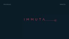 the word immuta written in red on a dark background with an arrow pointing to it