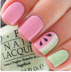 Mani Colors, Watermelon Nail Art, Watermelon Nails, Nail Photos, Nails For Kids, Cute Nail Art, Gel Nail Designs, Nail Inspiration