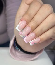 Medium Nails With Rhinestones, Nails With Rhinestones, Medium Nails, Long Acrylic Nails Coffin, Cute Gel Nails, Nails Only, Coffin Nails Long