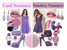 a collage of photos with different items including shoes, sunglasses and lipstick on them