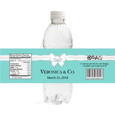 Tiffany Birthday Bottle Label Company Birthday, Tiffany Themed Bridal Shower, Tiffany Birthday Party, Water Bottle Label Design, Tiffany Birthday, Water Birthday, Tiffany Baby Showers, Cupcake Tier, Tiffany Bridal Shower