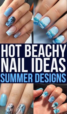 As summer 2024 approaches, I'm excited to try out fun and vibrant beach nail designs that capture the essence of the season. I'm drawn to bright, cheerful colors like turquoise, coral, and sandy beige, perfect for reflecting the beauty of the ocean and beach. Incorporating elements such as seashell accents, wave patterns, and tiny starfish will make my beach nails stand out, adding a touch of seaside charm to my summer look. Beachy Nail Ideas, Wave Nail Design, Mother Thought, Summer Nail Color, Summer Vacation Nails, Tropical Nail Designs, Ocean And Beach