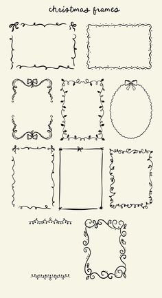 hand drawn christmas frames and ornaments