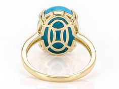 16X12mm Oval Blue Sleeping Beauty Turquoise With 0.04ctw Round White Diamond 10k Yellow Gold Ring. Measures Approximately 0.63"L x 0.80"W. Sleeping Beauty Turquoise, Yellow Gold Ring, Yellow Gold Rings, White Diamond, Gold Ring, Sleeping Beauty, Gold Rings, Yellow Gold, Turquoise